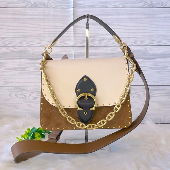 COACH Restored Beat Shoulder Bag In Colorblock With Rivets - Picture 1 of 17